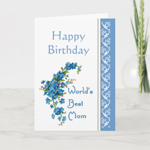 Mom Birthday Poem & Forget-Me-Not Flowers Card