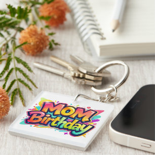 Mom Birthday Rainbow Graffiti Gift for Mother Keychain