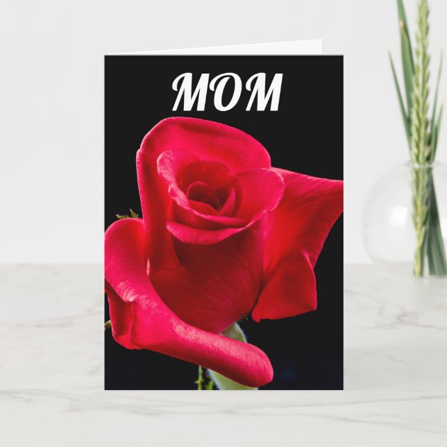 MOM BIRTHDAY RED ROSE GREETING CARDS (Front)
