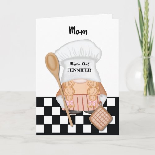 Mom Birthday Whimsical Gnome Chef Cooking Card