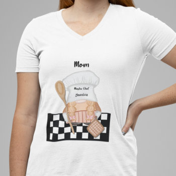 Mom Birthday Whimsical Gnome Chef Cooking T-shirt by sandrarosecreations at Zazzle