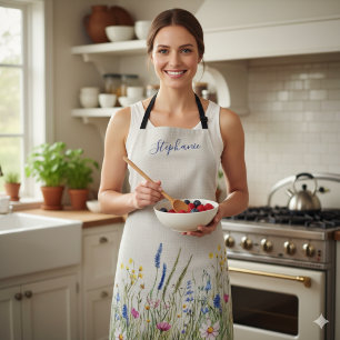 Mom Birthday Wildflower Botanical Floral Apron