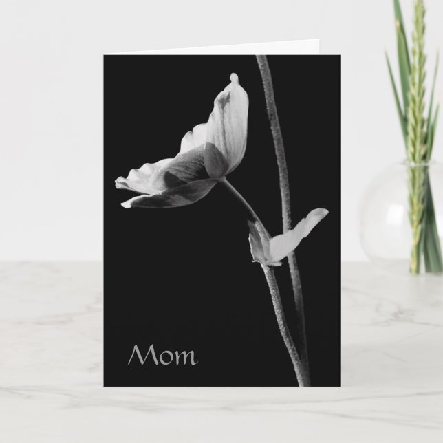 Mom Black and White Flower Card (Front)