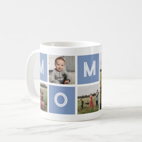 Mom Blue Birthday Modern 5 Photo Coffee Mug