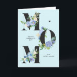 MOM Blue Hydrangeas Floral Happy Mother's Day Card<br><div class="desc">Happy Mother's Day! Give mom love and thanks this Mother's Day with this customizable Mother's Day card. It features floral MOM letters of blue and white hydrangeas and roses. Personalize by adding your details. This floral Mother's Day card is available in other colours and cardstock. This botanical card will also...</div>
