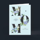 MOM Blue Hydrangeas Floral Happy Mother's Day Card<br><div class="desc">Happy Mother's Day! Give mom love and thanks this Mother's Day with this customizable Mother's Day card. It features floral MOM letters of blue and white hydrangeas and roses. Personalize by adding your details. This floral Mother's Day card is available in other colours and cardstock. This botanical card will also...</div>