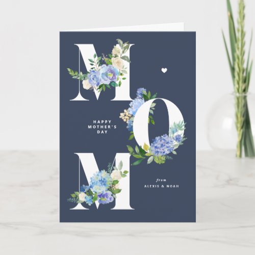 MOM Blue Hydrangeas Floral Happy Mothers Day Card