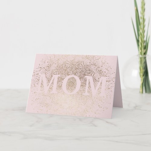 Mom Blush Pink Floral Gold Elegant Mothers Day Card