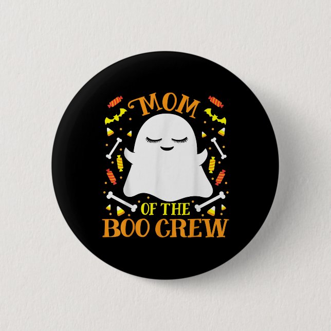 Mom Boo Crew Ghost Matching Family Set Mommy Hallo Button (Front)