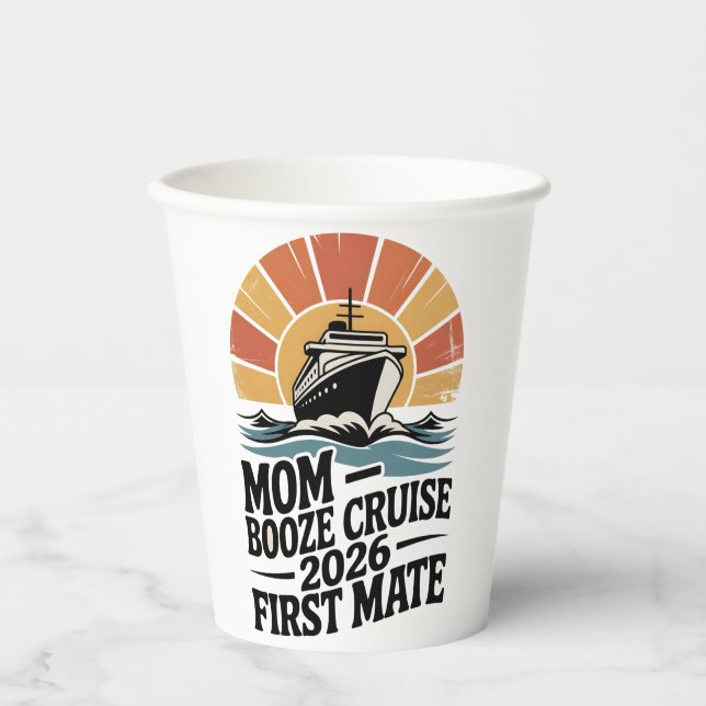 Mom Booze Cruise 2026 Family Matching  Paper Cups (Front)