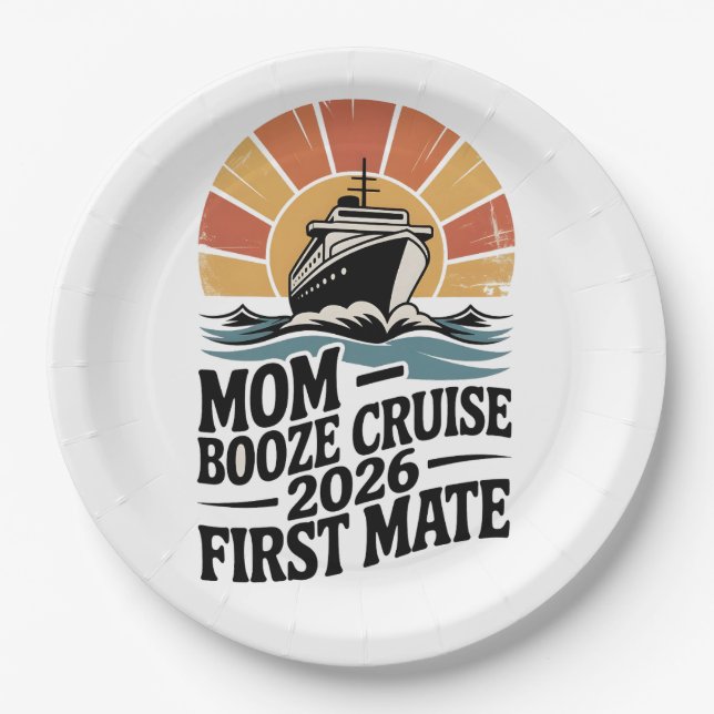 Mom Booze Cruise 2026 Family Matching  Paper Plates (Front)
