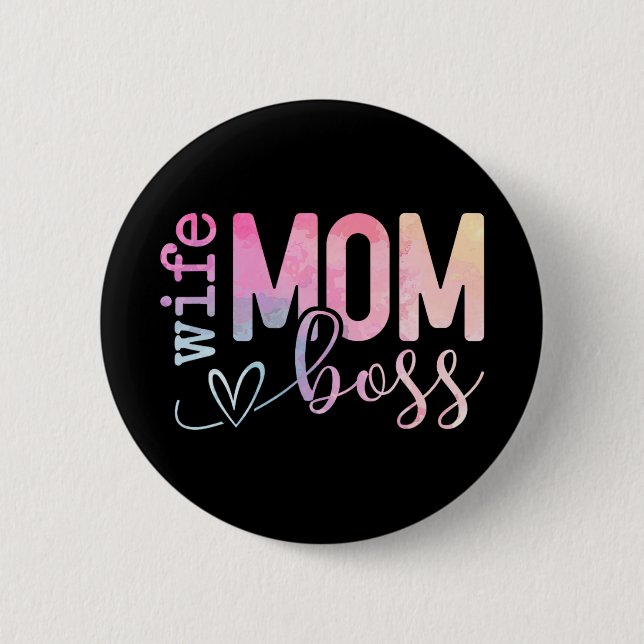 Mom Boss Funny Mothers Day  Button (Front)