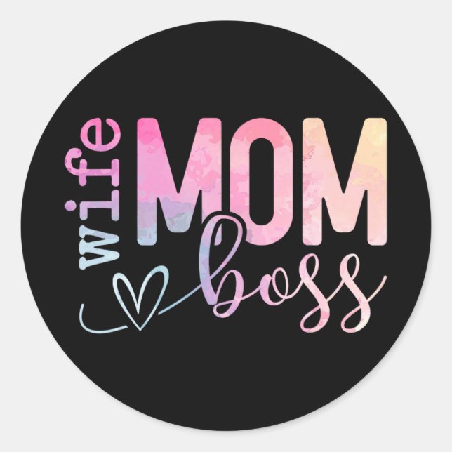 Mom Boss Funny Mothers Day  Classic Round Sticker (Front)