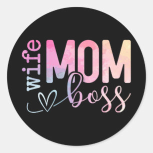 Mom Boss Funny Mothers Day Classic Round Sticker