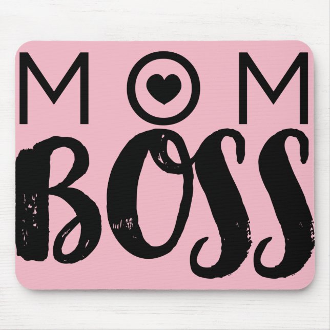 MOM BOSS Modern Typography Script Trendy Chic Mouse Pad (Front)