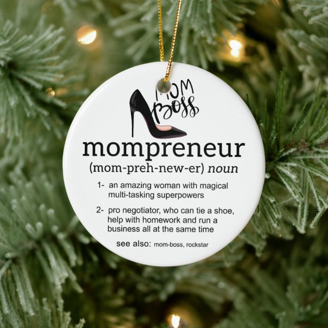 Mom Boss Mompreneur Ceramic Ornament (Tree)