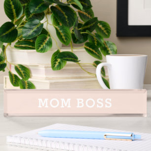 Mom Boss Peachy Premium Desk Sign