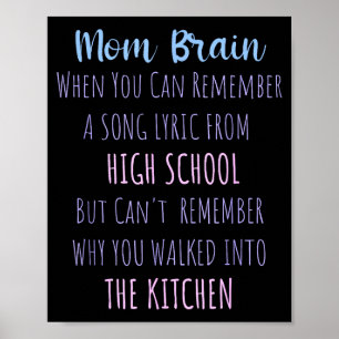 Mom Brain Funny Definition Quote Sarcasm Women Mot Poster