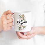 Mom Bright Holly Christmas Black Script Coffee Mug<br><div class="desc">Moms love mugs...  especially during the holiday season! This stylish mug features my hand-drawn winter greenery in vibrant colors. All colors are editable. Shop holiday gifts and more at www.zazzle.com/store/nbpaperco</div>