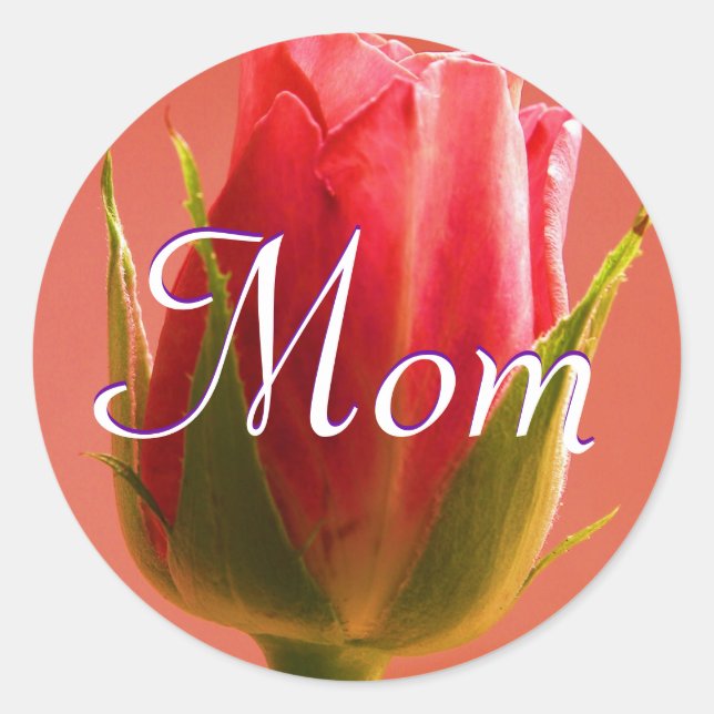 Mom Bright Pink Rose Sticker (Front)