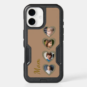 Mom Brown Hearts Grandchildren Photo Collage iPhone 16 Case