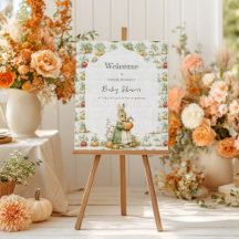 Mom Bunny and pumpkin Baby Shower Welcome