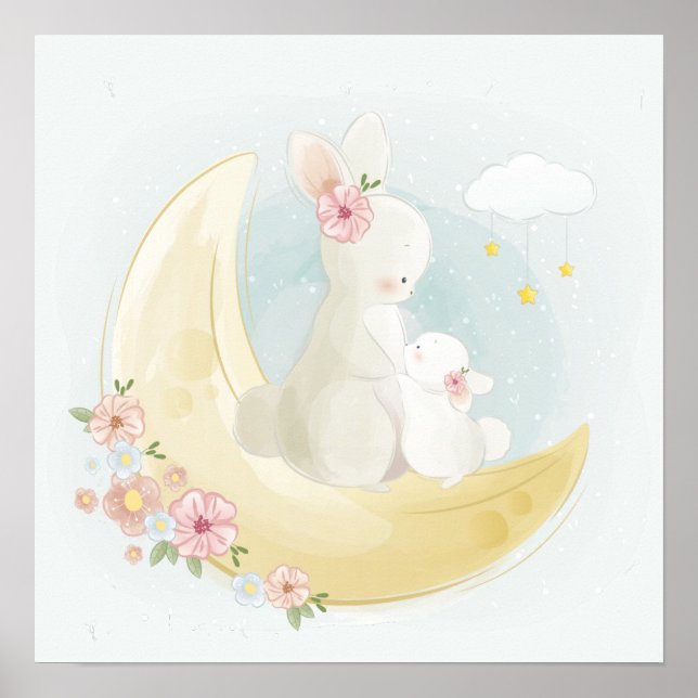 Mom bunny with a baby  poster (Front)