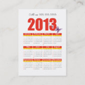 Mom Calling Card Butterfly 2013 Calendar Template (Back)