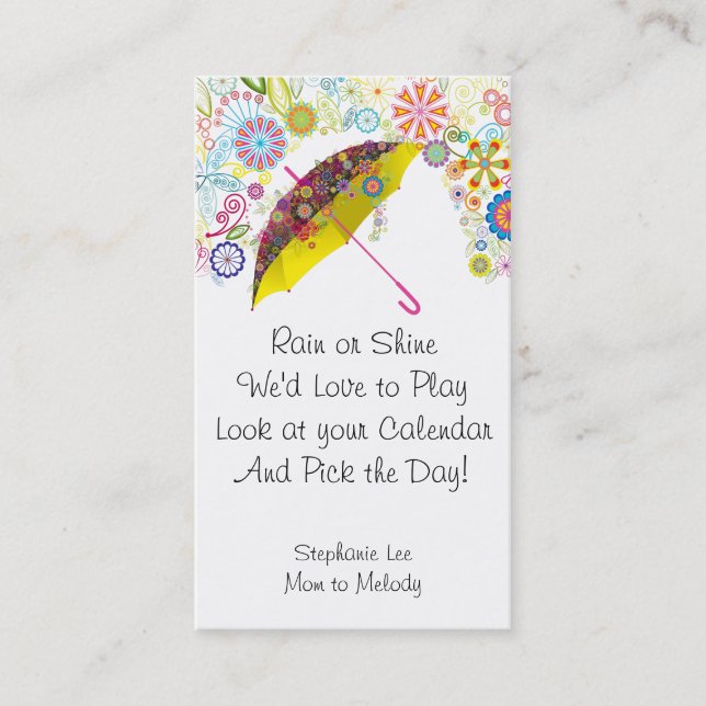 Mom Calling Card Umbrella 2013 Calendar Template (Front)