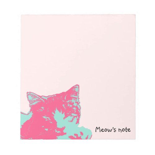 Mom Cat Dad Cat Pink Neon Meow Notepad