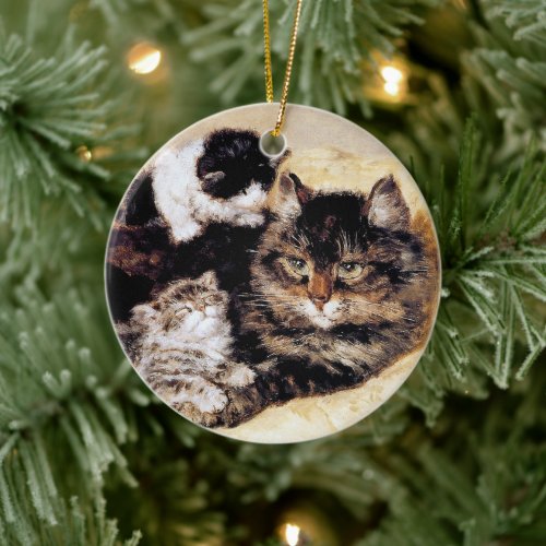 Mom Cat with Kittens  H Ronner_Knip  Ornament 