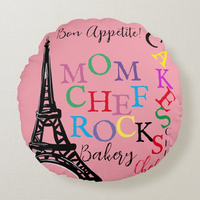 Mom Chef Round Pillow (Front)