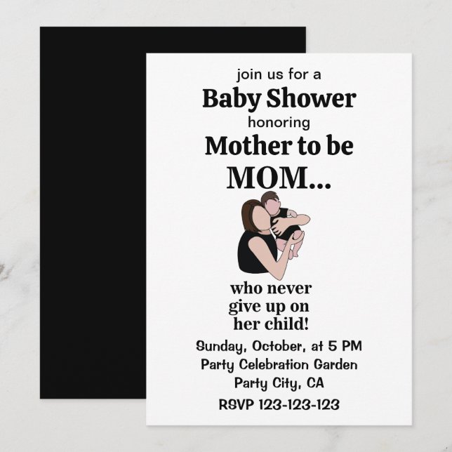 Mom Child Baby Shower Mother To Be  Invitation (Front/Back)