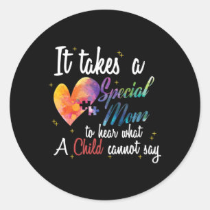 Mom Child Love Puzzle Inspirational Autism Awarene Classic Round Sticker