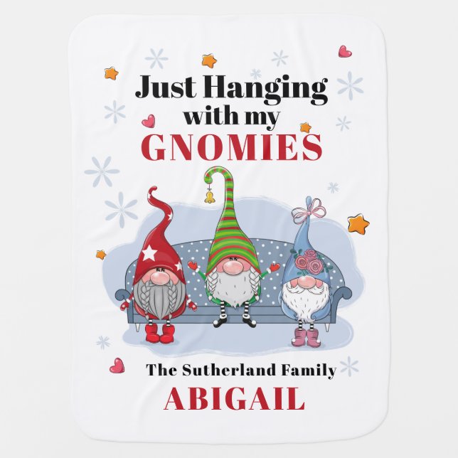 Mom Christmas Holiday Gnomes Family Matching Baby Blanket (Front)
