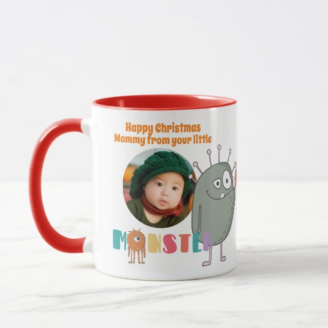  MOM Christmas PHOTO Gift Kids Cute Funny Monsters Mug (Left)