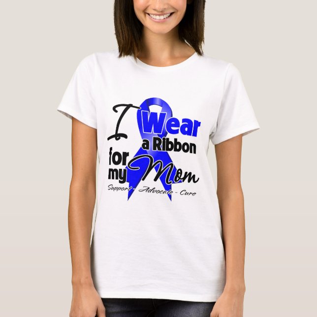 Mom- Colon Cancer Ribbon T-Shirt (Front)