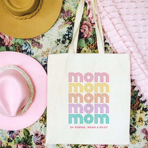 Mom  Colorful Bright Disco Style Text Tote Bag