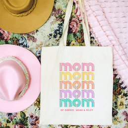 Mom | Colorful Bright Disco Style Text Tote Bag