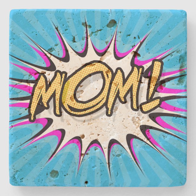 Mom! Comic Book, Pop Art Poster Stone Coaster (Front)