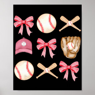 Mom Coquette Mothers Day Women Girls Baseball Mama Poster