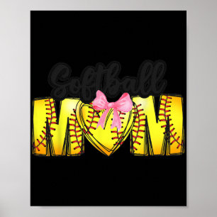 Mom Coquette Mothers Day Women Girls Softball Mama Poster