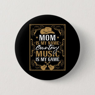 Mom Country Music Guitar Line Dancing Button
