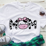 Mom Cow Birthday Party T-Shirt<br><div class="desc">This adorable mom cow with a bow is super cute and perfect for your child's cow-themed birthday party. Check out my shop for matching t-shirts for other family members.</div>