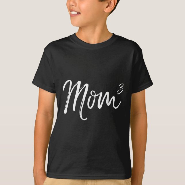 Mom Cubed Triplet Mom Of 3 Third Child Announcemen T-Shirt (Front)