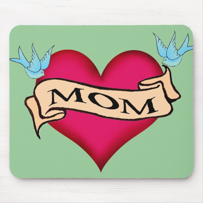 Mom   Custom Heart Tattoo T shirts & Gifts Mouse Pad