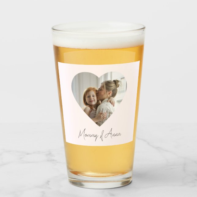 Mom Custom Name & Photo | Personalized Glass Cup (Front Filled)