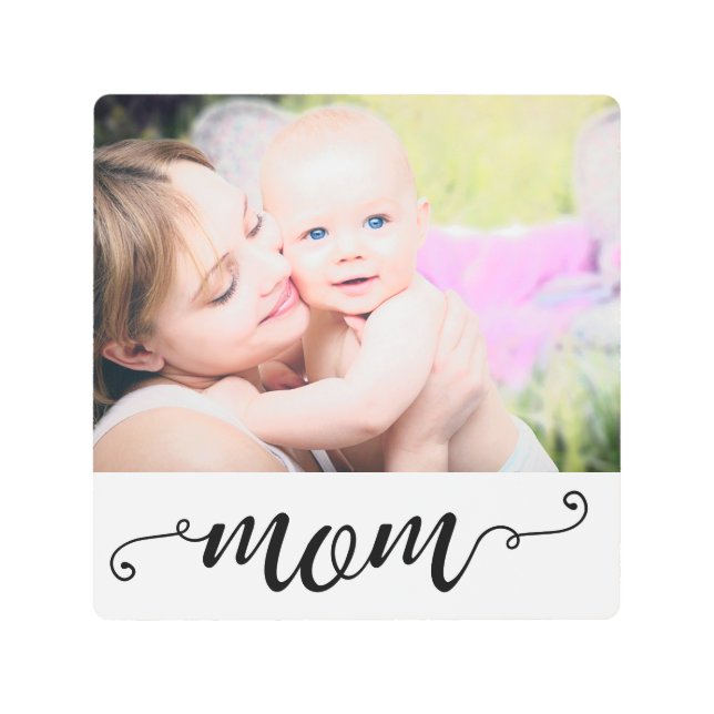 Mom Custom Photo Family Calligraphy mother's day Metal Print (Front)