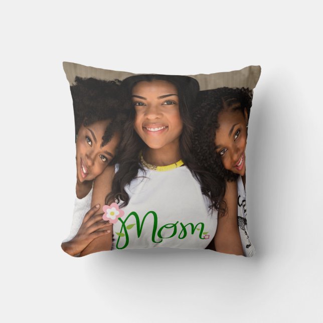 Mom Custom Photo Throw Pillow (Front)