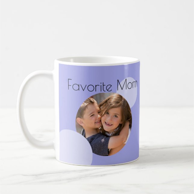Mom Custom Photos Blue Dots Coffee Mug (Left)
